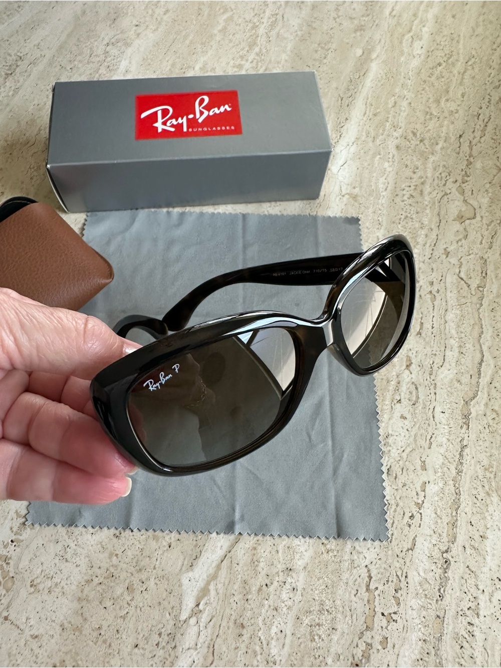 Ray-Ban Women's Black/Tortoise Polarized Oversized Sunglasses